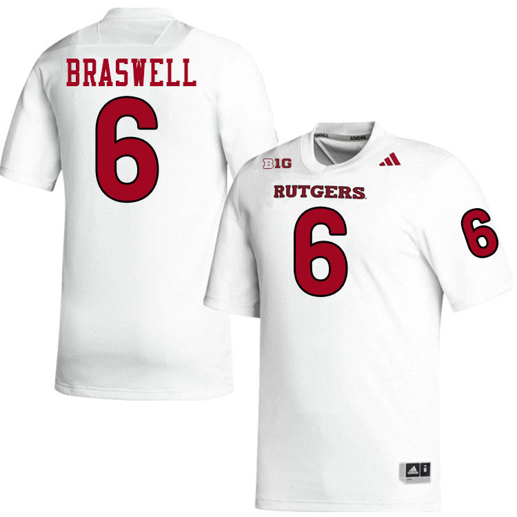 Rutgers Scarlet Knights #6 Christian Braswell College Football Jerseys,Uniforms-White Rutgers Scarlet Knights #6 Christian Braswell College Football Jerseys,Uniforms-White